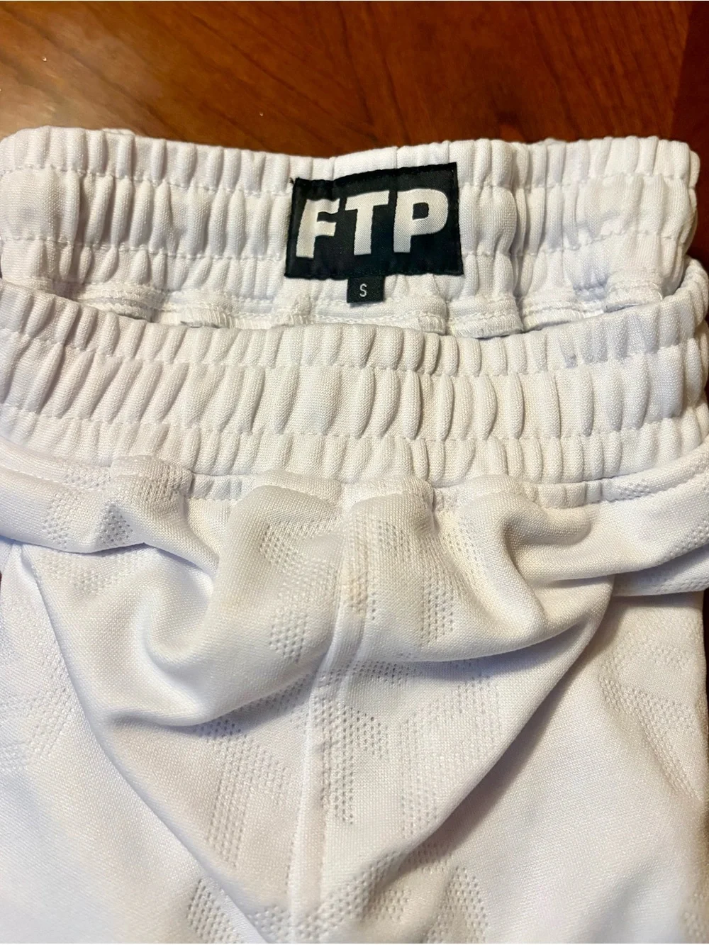 FTP White Athletic Mesh Shorts with Black Logos